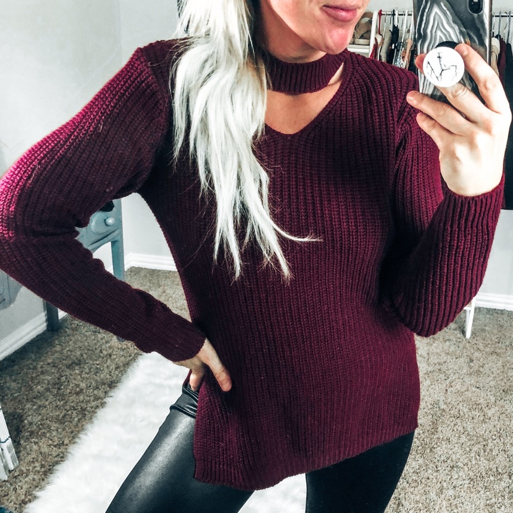 Love by Chesley Choker Neck Knit Sweater